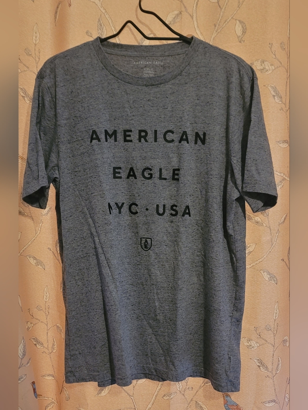 American Eagle Outfitters Grey Heather Logo Tee